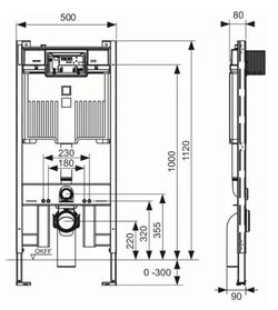 TECEprofil Módulo WC con cisterna Octa II, 8 cm, H:1120 mm 9300500