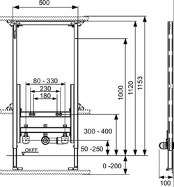 TECEprofil módulo de bide, altura de instalación 1120 mm para bidé suspendido en pared